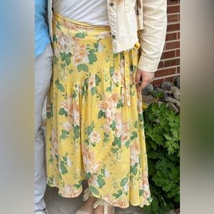 Gently Worn - Yellow Floral Wrap Skirt